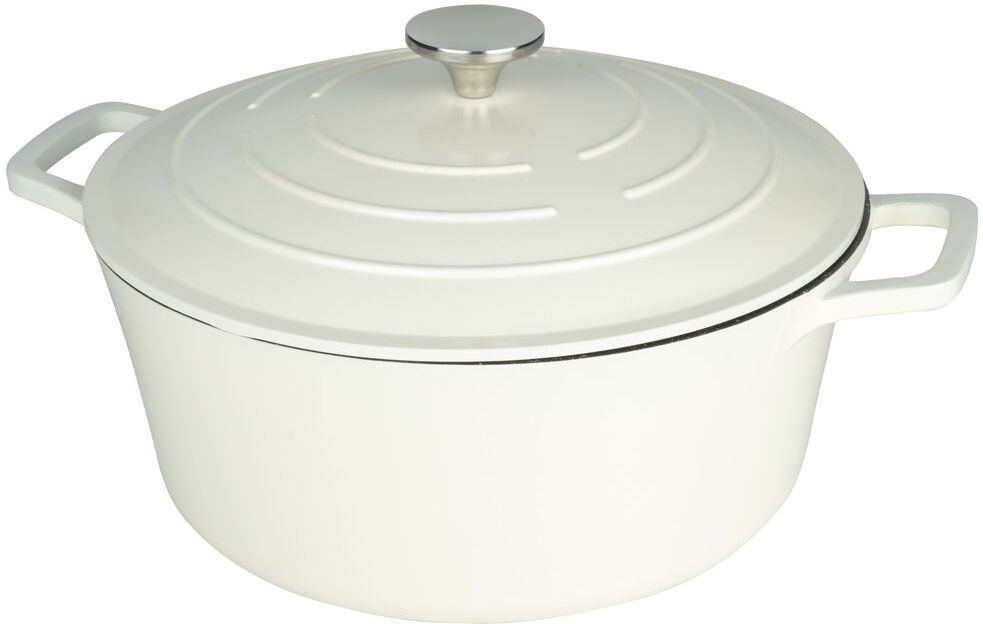 Grunwerg Commichef Non-Stick Cast Aluminum Round Dutch Oven Cream 6.5l
