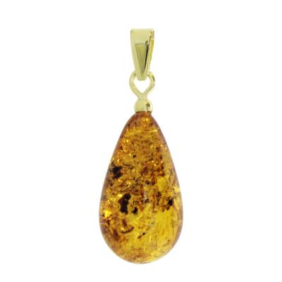 Kettenanhänger OSTSEE-SCHMUCK "Ostsee-Schmuck Anhänger", gelb, Schmuckanhänger, Damen, 27 x 11mm, Bernstein, 1,3 g, Kettenanhänger
