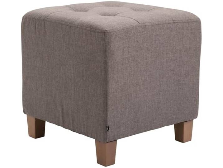 CLP Sitzhocker Pharao I Gepolsterter Sitzwürfel Mit Stoff-Bezug I Helle Holzbeine Farbe Taupe