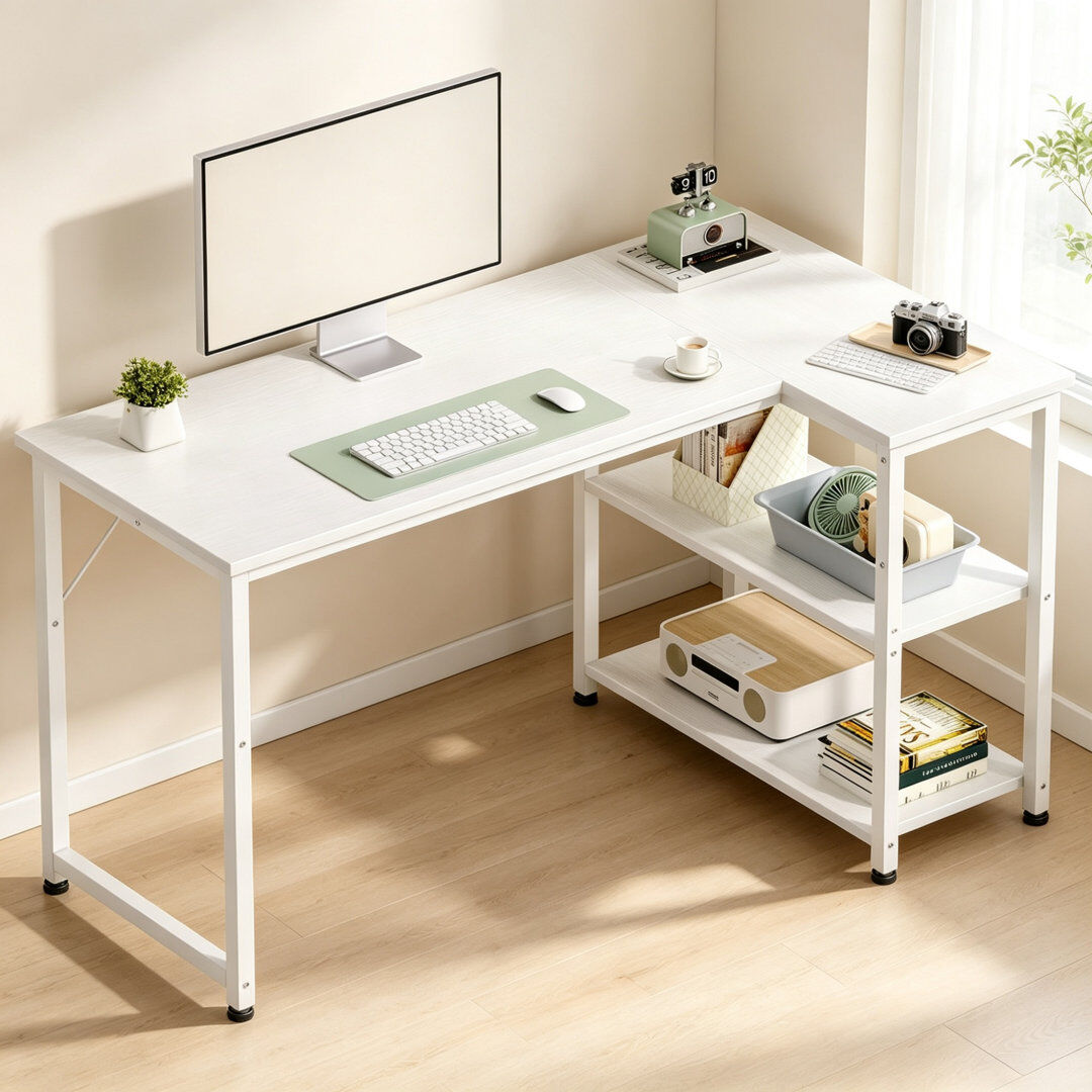 Rebrilliant L-Shaped Computer Desk White 75.5cm H X 120cm W X 70cm D