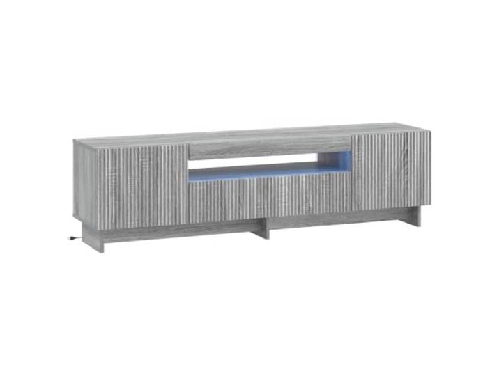 KTHLBRH TV-Schrank Sonoma aus Holz, modernes Design, Grau 90° umkehrbare Anschlüsse, integrierte LED-Leuchten, großer Stauraum, geradliniger Stil, einfache Wartung
