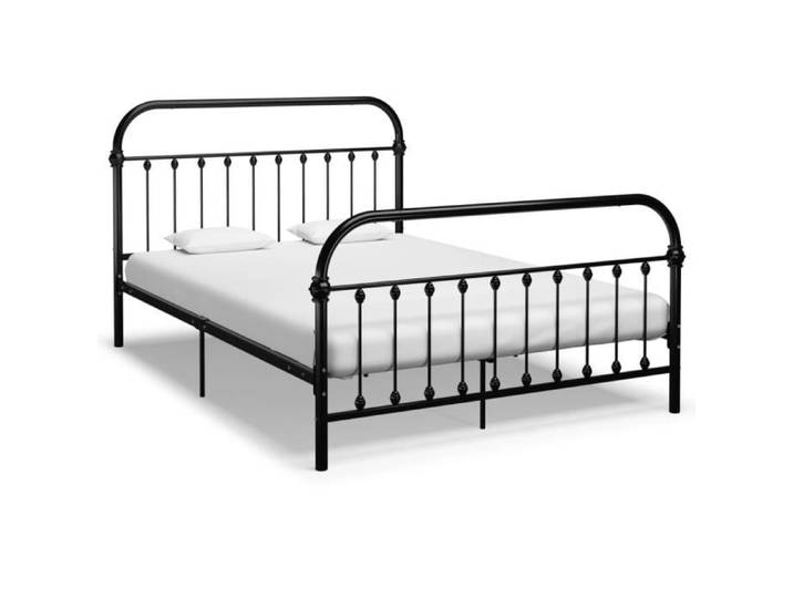 Cadre de Lit Solide - MARKET - Noir Métal 160 x 200 cm - Lit Double Adulte - Classique