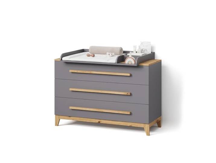 Livinity Wickelkommode Mailo Grau/Artisan XL mit 3 SchubladenFunktionale Organisation für kleine Räume