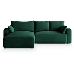 ECKSOFA FORIL Grün Velours-Stoff mit Schlaffunktion