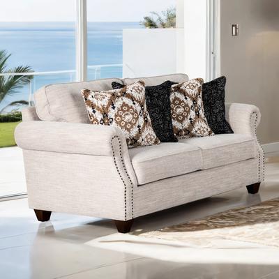 Furniture of America Zraine Light Grey Solid Wood Loveseat with Accent Pillows