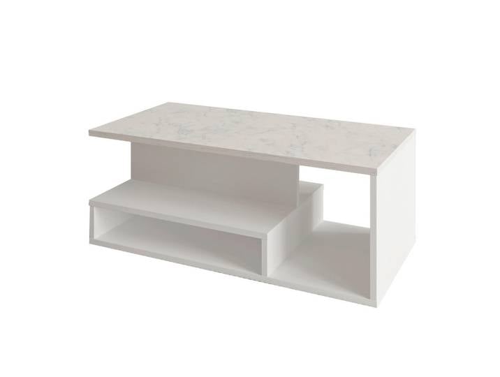 Livetastic Couchtisch Vera Couchtisch, Weiß, Marmoroptik, 45x35x90 cm, einfacher Aufbau, Wohnzimmer, Wohnzimmertische, Couchtische, Couchtische Marmoroptik