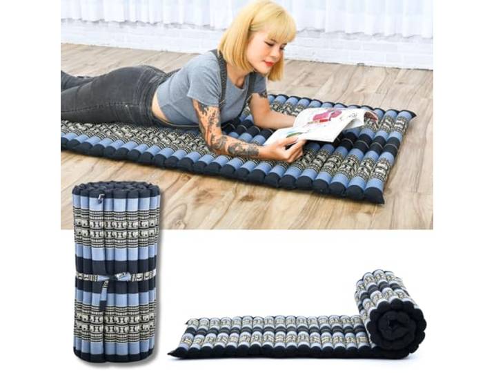 Leewadee Thai Rollmatte 190 x 70 cm Kapok fest Atmungsaktive Faltmatratze für Schlafen, Yoga, Meditation & Massage. Auf Reisen, beim Camping, im Auto oder als Gästebett