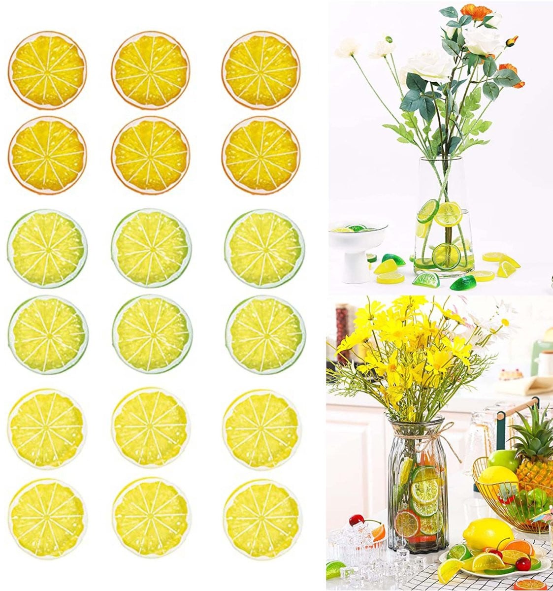 Dailygoods Citroenschijf Kunstfruit - Levensechte Decoratie Citroen met Dubbelzijdig Ontwerp