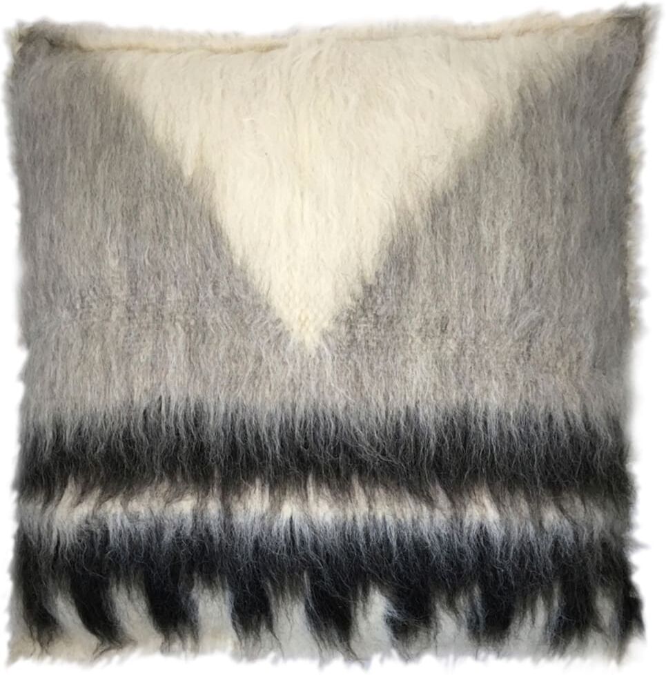 Malagoon Coussin triangle 100% laine noir et blanc cassé 50x50 Gris 50x12x50cm