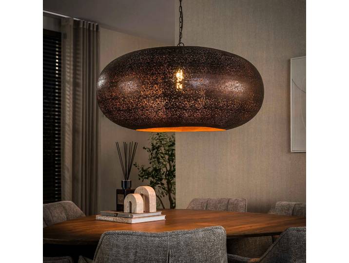 Suspension Xl Vintage Effet Cuivre Forme Soucoupe Ø90 Ralf