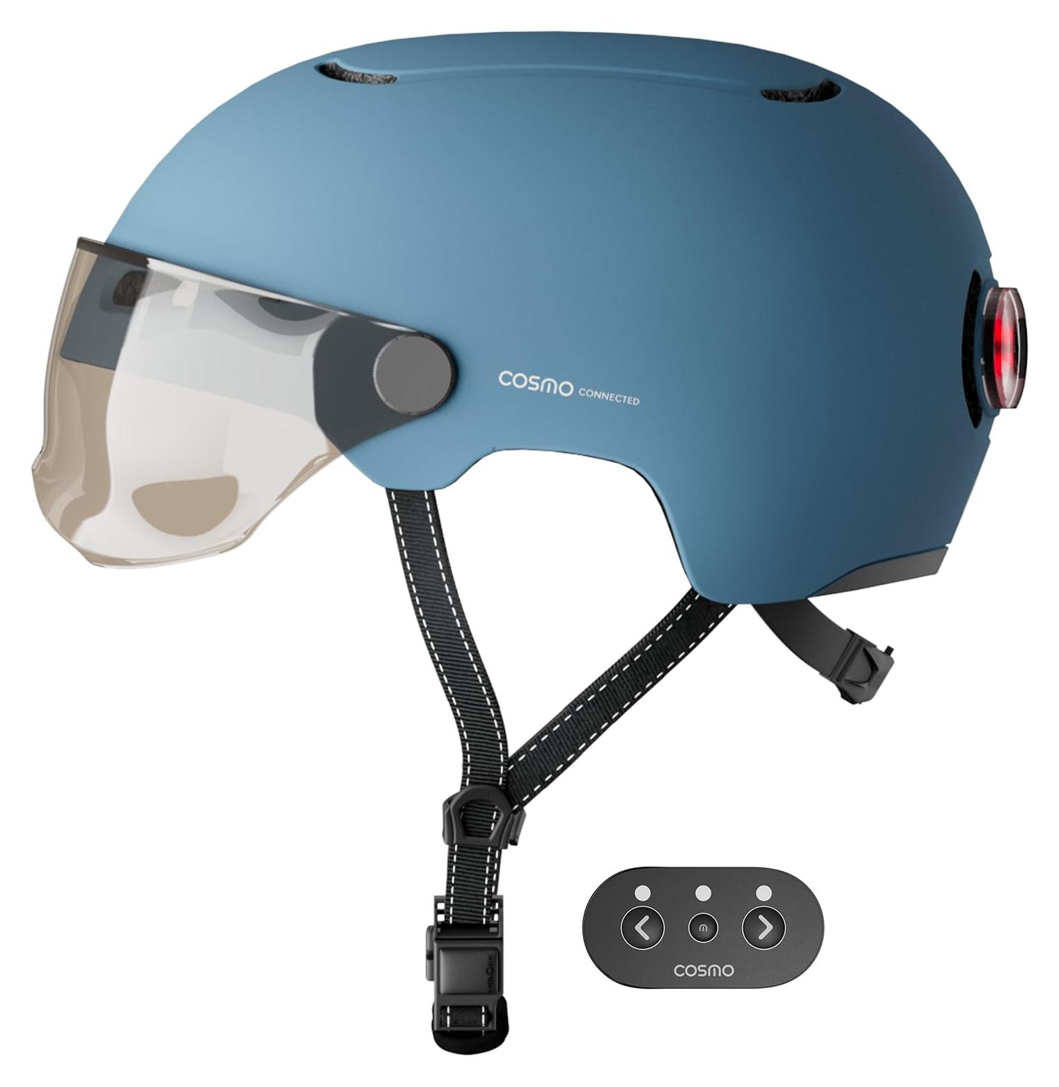 Intelligenter Fahrradhelm - Mit ausklappbarem Sonnenvisier - Größe 55 bis 60 cm - Für Fahrrad und E-Scooter