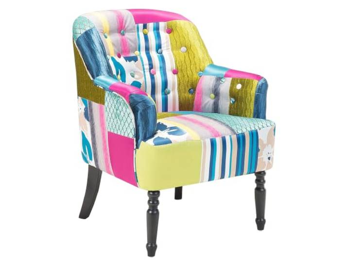 Beliani Trendy Sessel Polsterbezug dekorative Rückenlehne/Füße Patchwork bunt Mandal