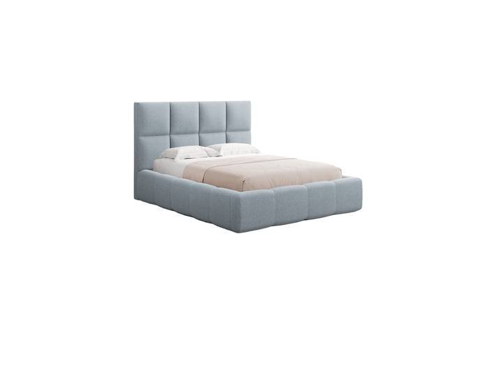 Design Polsterbett „Livigno“ mit Ablagefach, Strukturstoff Hellblau chosen by Bloomingloft