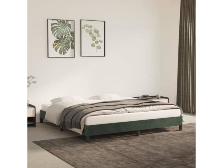 Cadre de lit - FYDUN - YIN - 160x200 cm - Velours - Vert foncé