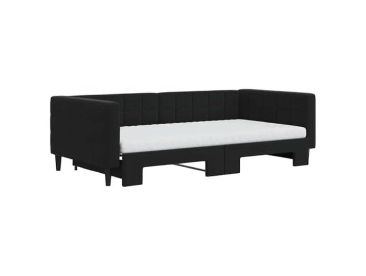 KTHLBRH Ausziehbares Schlafsofa mit Matratzen, schwarz, 100 x 200 cm, Samt Gestell aus Holz und Metall, 2 Matratzen inklusive, modernes Design, Wohnzimmer oder Schlafzimmer