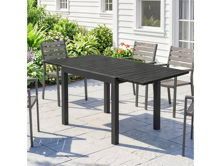 Outsunny Table Extensible Jardin/Repas 160x80cm Noir