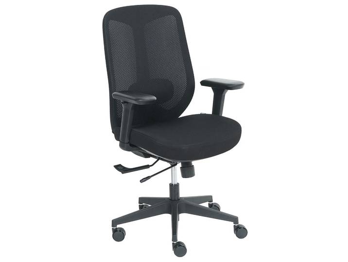 Beliani Bürostuhl Stoff Schwarz Zelar, 64x115x60 cm, Büromöbel, Bürostühle, Drehstühle