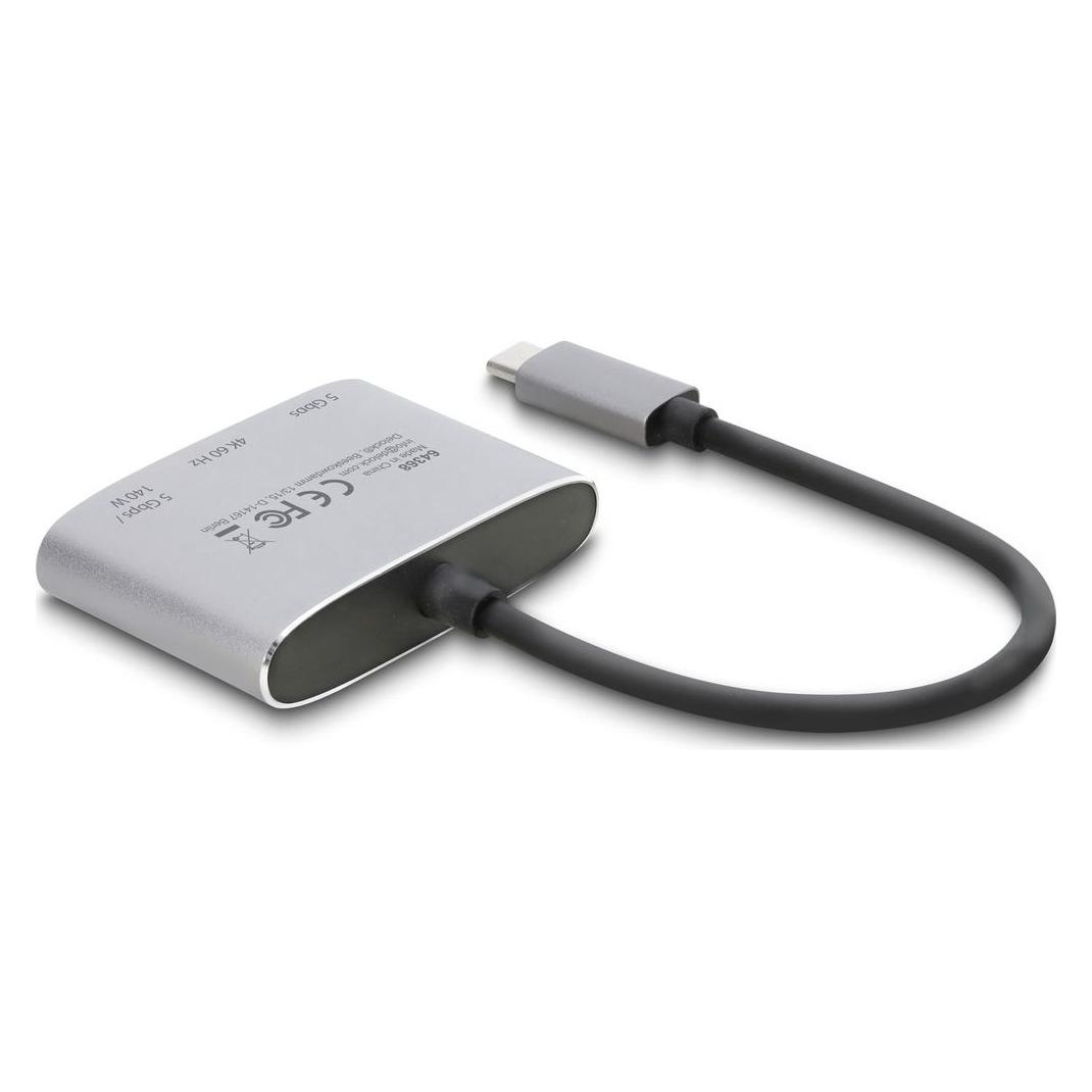 Delock USB-Typ-C-Adapter auf HDMI 4K 60 Hz mit USB-Typ-A und (HDMI) (64368)