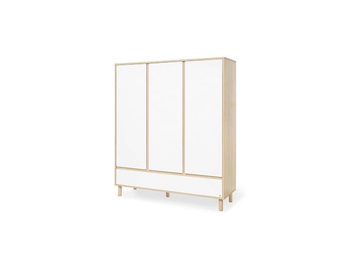Pinolino Babykleiderschrank Pinolino Flow, Weiß, Esche, 5 Fächer, 1 Schublade(n) Schubladen, 155x185x55 cm, Babymöbel, Babykleiderschrank