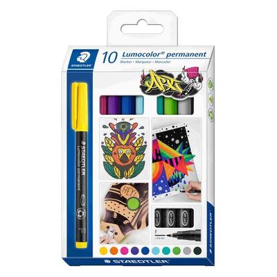 STAEDTLER Mars Lumocolor Schreib- und Zeichbedarf Lumocolor 318 permanent Universalstift F, ART 10er Set
