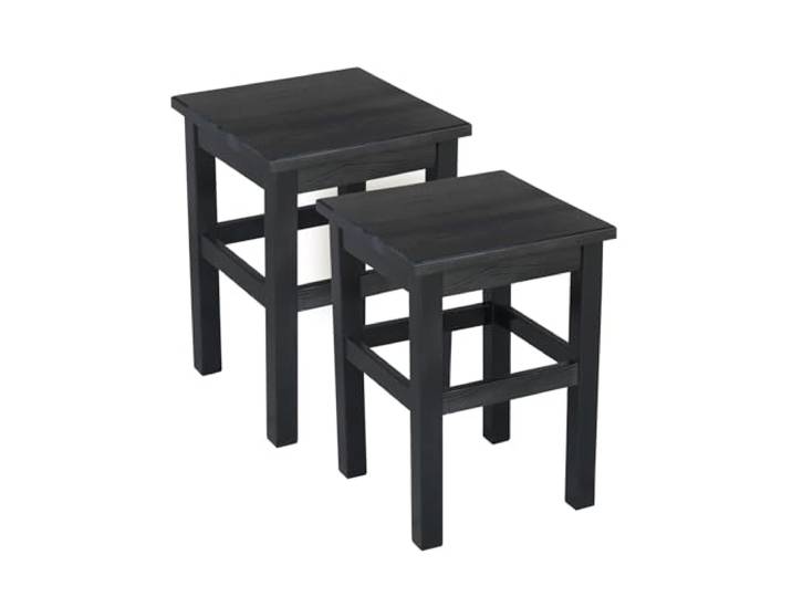 Metdrew Holzhocker Holzhocker 32 x 32 x 45 cm Küchenhocker Quadratischer Hocker Rustikaler Stil Einfacher Hocker Küchenhocker aus Holz Holzschemel Farbe: Schwarz 2 Stück