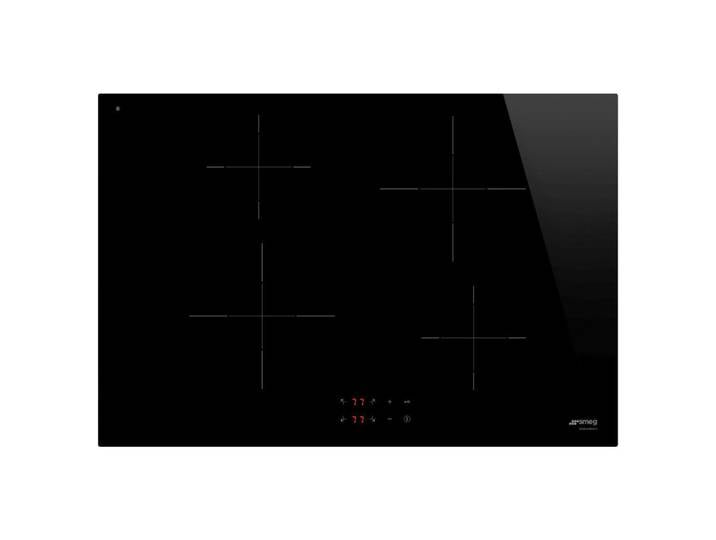 Smeg Induktionskochfeld, Schwarz, Glas, 75x5.6x51 cm, Made in Italy, Kindersicherung, Restwärmeanzeige je Kochzone, Flächenbündiger Einbau, Topferkennung, Kochsensor, Brückenfunktion, Küchen, Küchenelektrogeräte, Kochfelder, Induktionskochfelder
