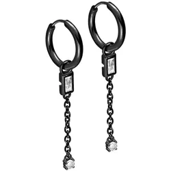 Chirurgenstahl Ohrclicker Creolen KRISTALLE + KETTE