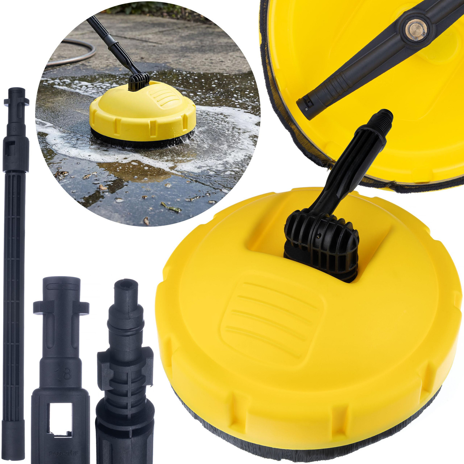 ROSFIX Hogedrukborstel T-Racer met 2 roterende spuitmonden voor patio's, compatibel met Kärcher K2–K7, Black & Decker en Bosch AQT