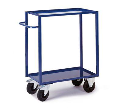 Tischwagen, 2 Ladeflächen/Blechwannen, 895 x 495 mm, Tragkraft 400 kg