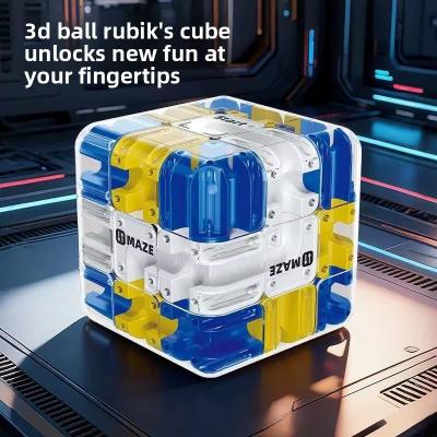 Inspired Finds GlowMaze 3D Maze Cube Transparent Rolling Ball Puzzle blue