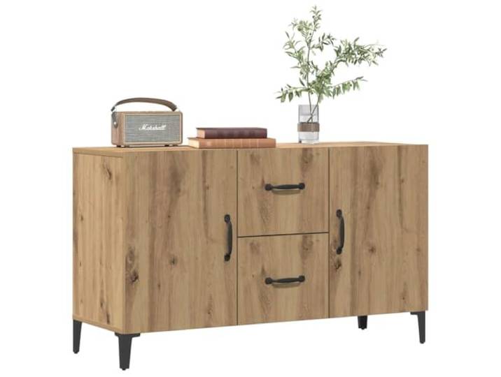 KTHLBRH Anrichte Eiche Handwerk 100 x 36 x 60 cm 2 Türen, 2 Schubladen, Spanplatte, Montage erforderlich, viel Stauraum