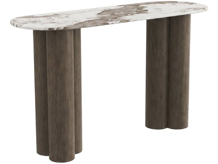 Console avec plateau en céramique Zora - 140 cm - Marron