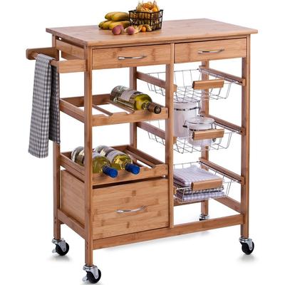 Küchenwagen ZELLER PRESENT "Bamboo", braun, B:38cm H:84cm T:66cm, Bambus, Rollwagen, Küchenwagen, auf Rollen