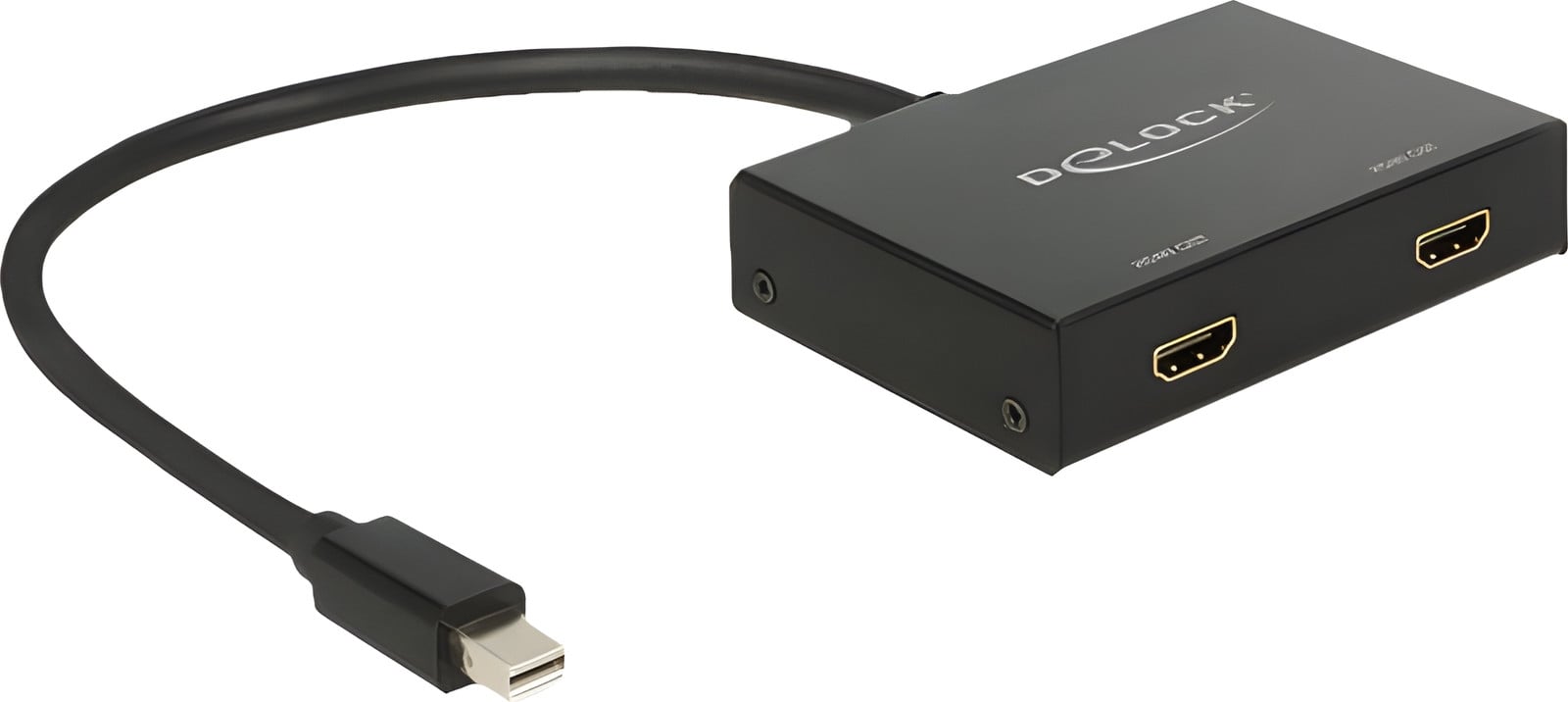 Delock DisplayPort 1.2 splitter van 1 x mini DisplayPort naar 2 x HDMI, 4K video en audio voor desktopgebruik