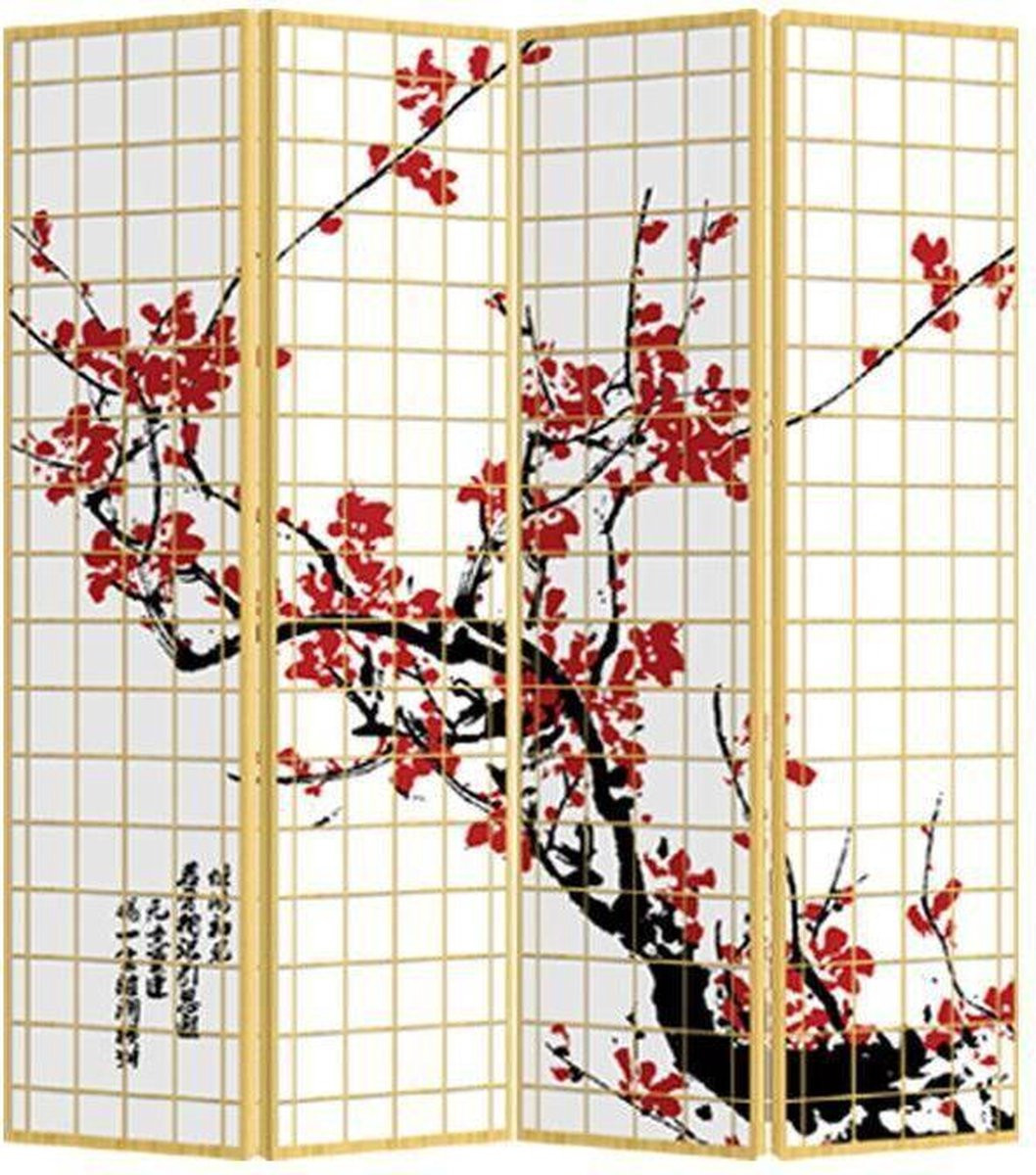 Fine Asianliving Japans Kamerscherm Sakura met 4 Panelen B160 x H180 cm