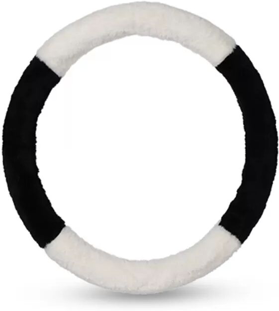 INF Warmer Lenkradbezug Plüsch - Universal Auto Lenkradhülle Winter Schwarz-Weiss
