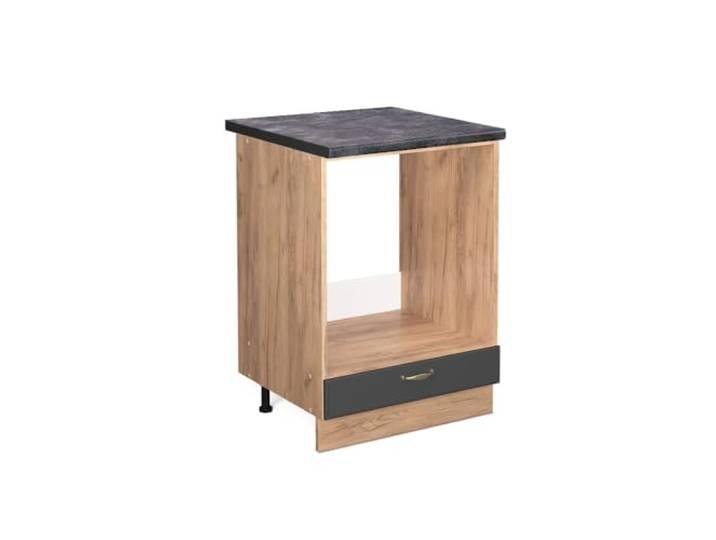 Vicco Herdumbauschrank Fame-Line, Anthrazit-Gold, 60 cm MDF-Front · Arbeitsplatte Anthrazit · Höhenverst. Füße · Metallgriffe · Einfache Integration