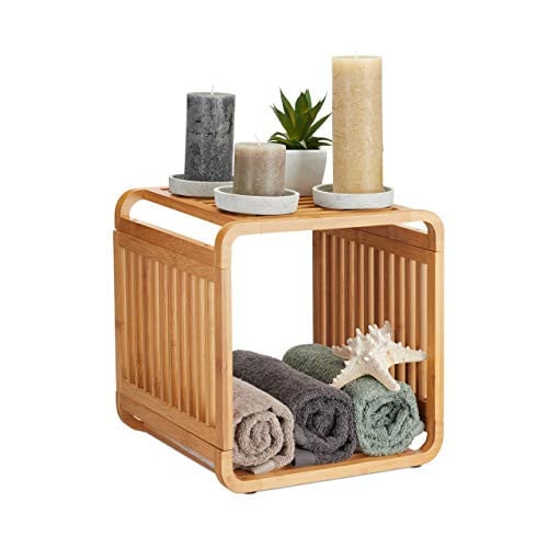 Relaxdays Bamboe kastje met vakken, Bruin, B/D/H: 33 x 33 x 33 cm
