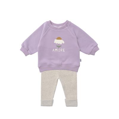 Erstausstattungspaket LILIPUT "Amore", Mädchen, Gr. 62/68, lila (flieder, grau), 95% Baumwolle, 5% Polyester, KOB Set-Artikel Erstausstattungspaket, bestehend aus Sweatshirt und Stoffhose