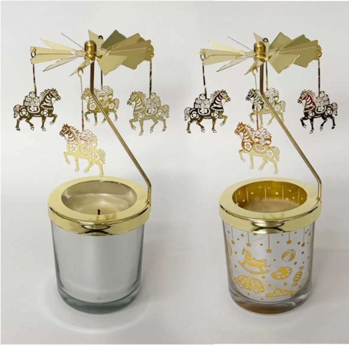 INF Carrousel Porte Bougie Chauffe-Plat Rotatif avec Base 5.5cm - Support Bougie Rotatif Métal Doré