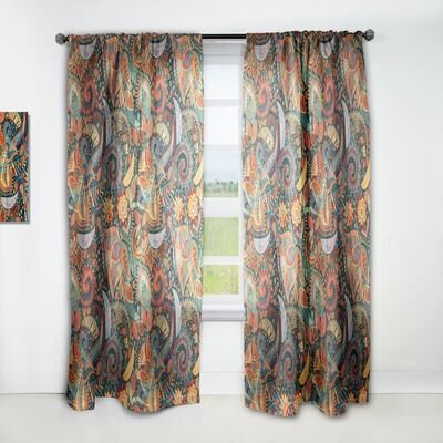 DESIGN ART Designart 'Paisley Floral Pattern' Bohemian & Eclectic Curtain Single Panel