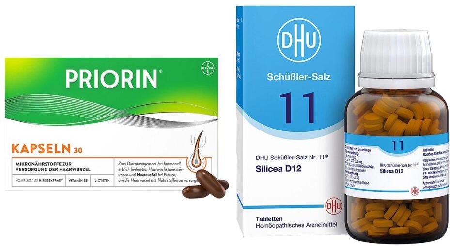 DHU Schüßler-Salz Nummer 11 Silicea D12 & Priorin Kapseln 1Set