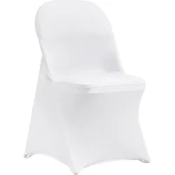 VEVOR Stuhlhussen aus Elastischem Spandex für Klappstühle, Universell Passender, Kurzer Vorderbezug, Abnehmbare & Waschbare Schonbezüge, für Hochzeit, Urlaub, Party, Feier, (100 Stück, Schwarz)