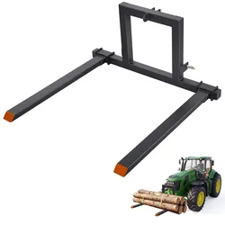 VEVOR Dreipunkt-Palettengabel 1270mm Dreipunktgabel 1814kg Orange Spitzen, Traktorgabel-Anbaugerät für Landwirtschaft Hofarbeit & Materialumschlag, Stahlkonstruktion, 734-1168mm Verstellbare Breite