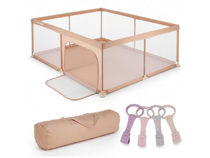 Sun Baby Laufstall Laufgitter, Laufstall 150x200x68 TPE-Griffe - Rosa mit rosa Griffen
