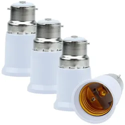 Intirilife B22 auf E27 Lampensockel Adapter in WEISS - 4x Lampenadapter zum Umformatieren von B22 auf E27