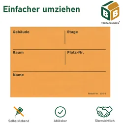 BB-Verpackungen GmbH 1000 x Umzugsetiketten (105 x 75 mm) orange selbstklebend Rückstandlos ablösbar Kartonaufkleber Sticker Umzugsaufkleber beschriften BB-Verpackungen
