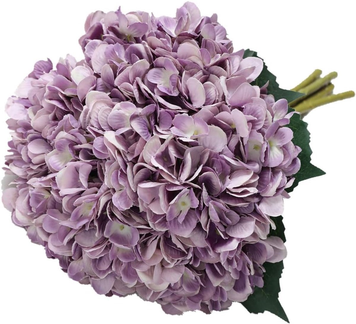 SnelShoppen Kunstmatige Hydrangea Bloem 5 Stuks - Paarse Hortensia met Lange Zijden Steel voor Decoratie