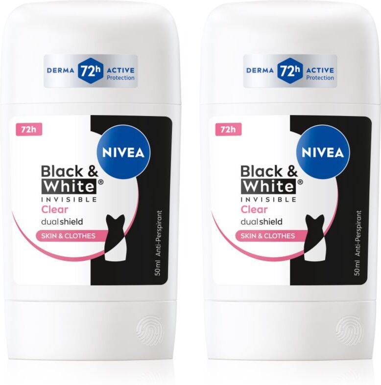 NIVEA Black & White Invisible Clear anti-transpirant solide conditionnement avantageux