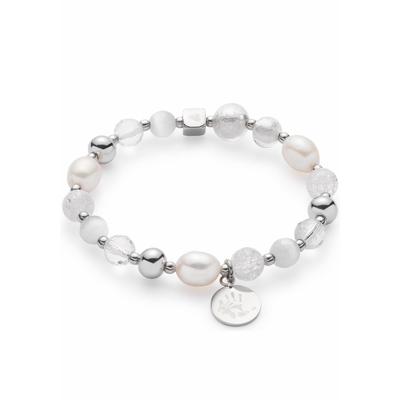 Edelstahlarmband LEONARDO "Hope IIV Darlin's", silber (edelstahlfarben, weiß), Armbänder, Damen, 16,5cm, Edelstahl Perlen, Edelstahl, Perlen, Edelstahlarmband, mit Kristallperle, Süßwasserzuchtperle, Glasperle